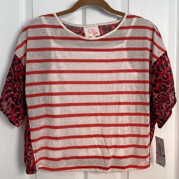 🆕 GB Girls Oversized Loose-Fit Top w/Cami Striped Cheetah Print XL - Picture 9 of 9
